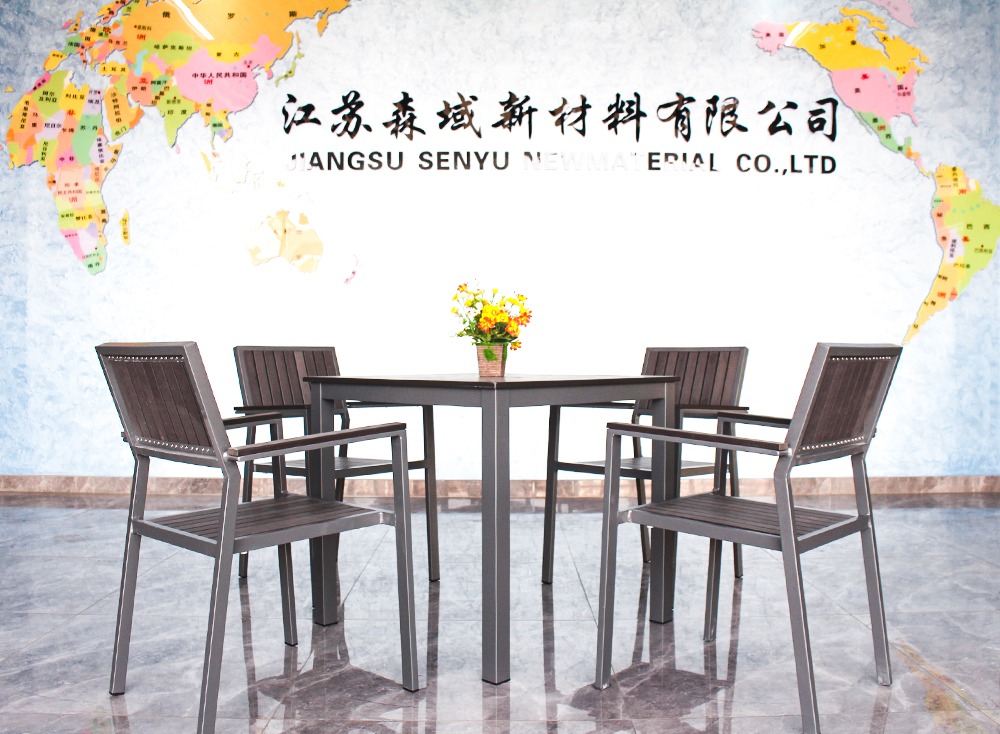 Wood Plastic Composite WPC Aluminum Frame Outdoor Garden Outdoor Table Set